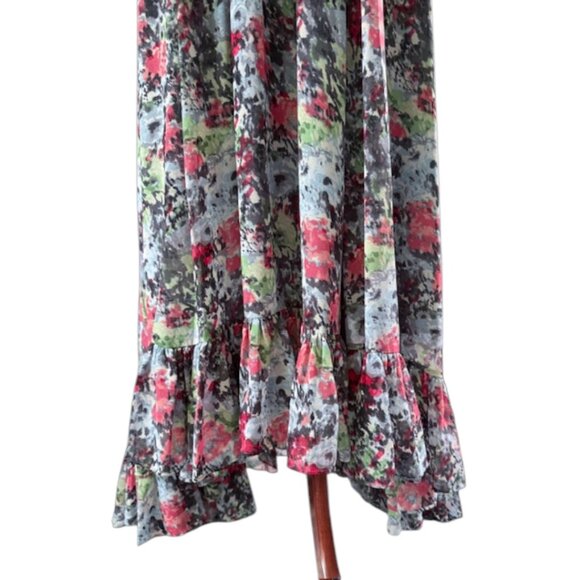 Cinq à Sept NWT Leigh Floral Print Ruffle Maxi Dress Size 4 Smocked Slit Sleeve - Picture 12 of 14